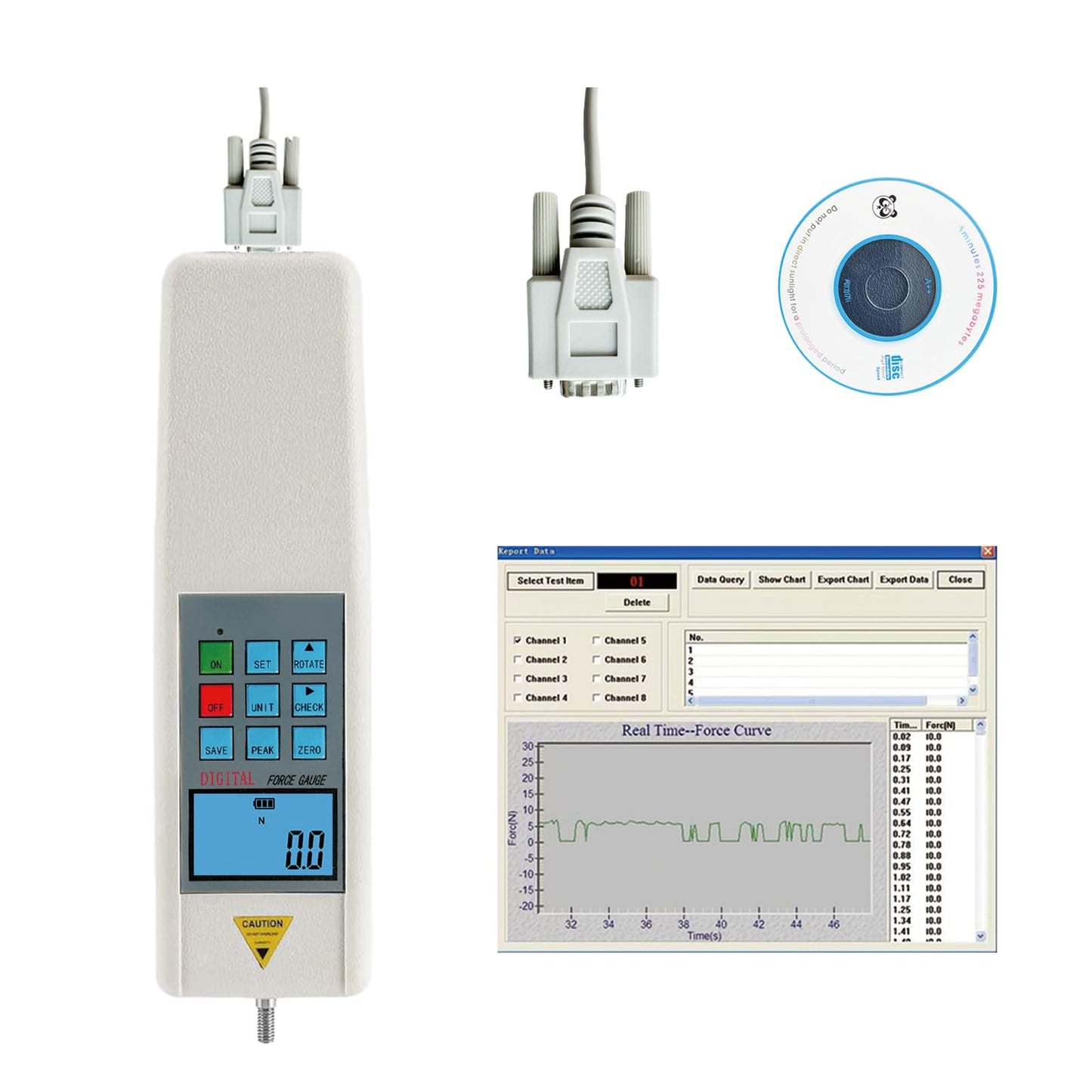 HF-200 Digital Force Gauge Push Pull Gauge Meter 200N with RS232 Cable HF-200N