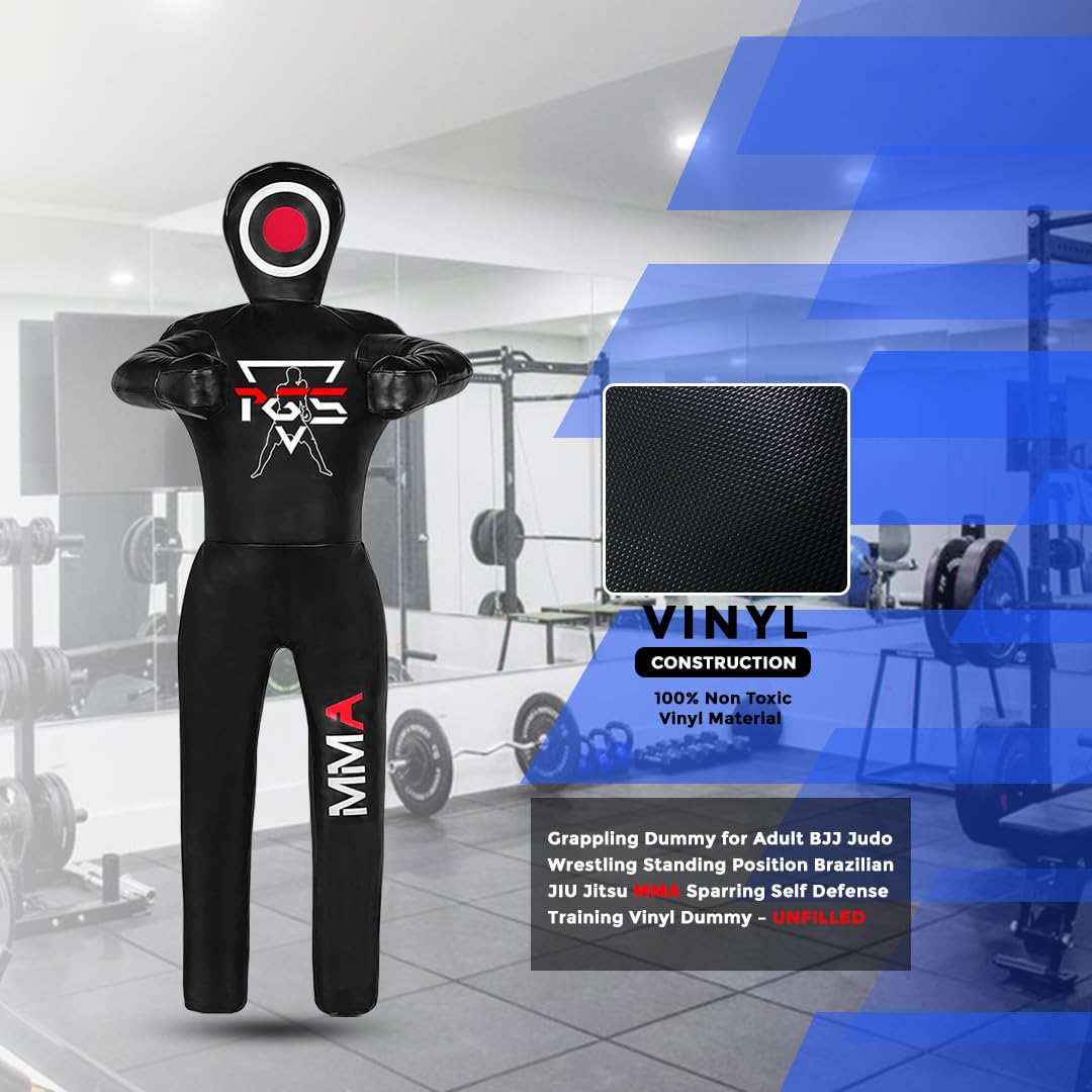 PGS Grappling Dummy – Unfilled Wrestling, BJJ, MMA, Judo & Karate Training Partner – Durable Vinyl Punching Bag for Martial Arts Practice - UNFILLED (6FT - 70")