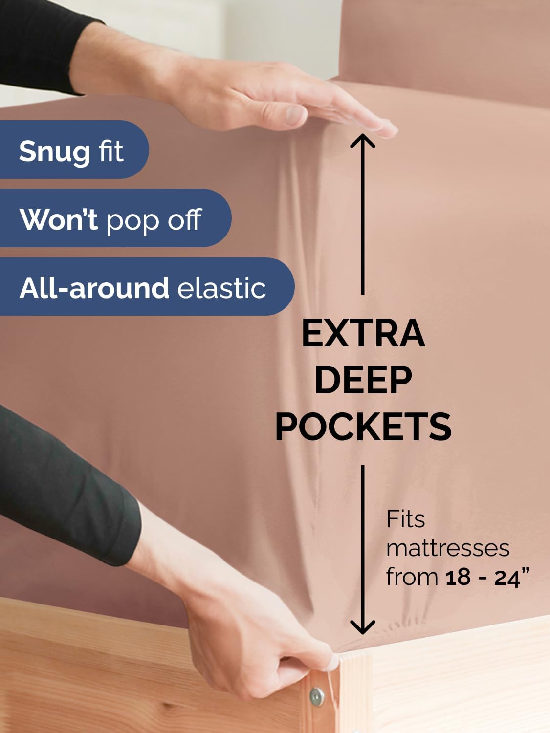 Skiennix Extra Deep Cal King Sheet Set | 6-Piece Breathable Cooling Bedding - Soft, Wrinkle-Free Mauve