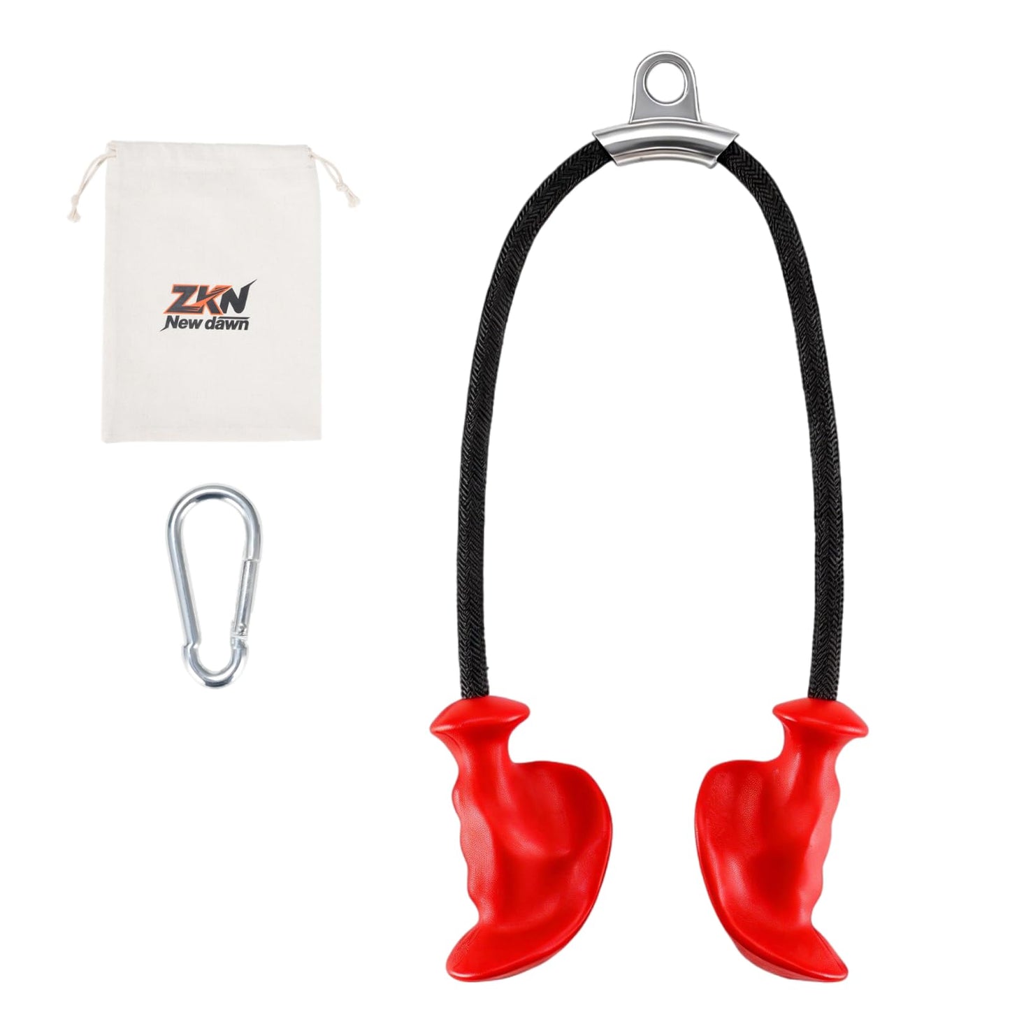 ZKN NEW DAWN Tricep Rope Pull Down Attachment with Ergonomic Handles,Triceps Rope for Cable Machine Pulley System,Home Gym Accessories (Red)