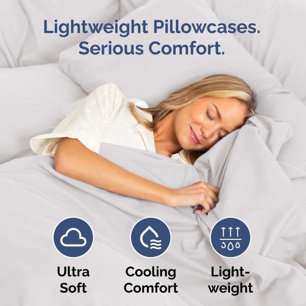 Skiennix Body Pillowcases Set of 4 | Soft, Breathable 20x54 Long Pillow Covers - Fade-Free & Machine Washable - French Grey