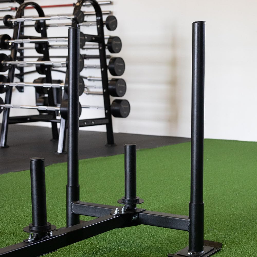 Titan Fitness High-Low Push Pull Drag Sled for Speed Training and Agility, 600 LB Capacity, Use on Grass, Turf, Concrete or Asphalt, Fits Olympic Weight Plates