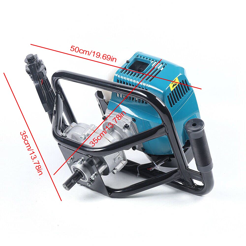 Kunghei 52CC 2 Stroke Auger Post Hole Digger, Double Digger, Gas Powered, 1 Count, 4" & 8" & 12" Extention Rod, For Farm Garden Plant