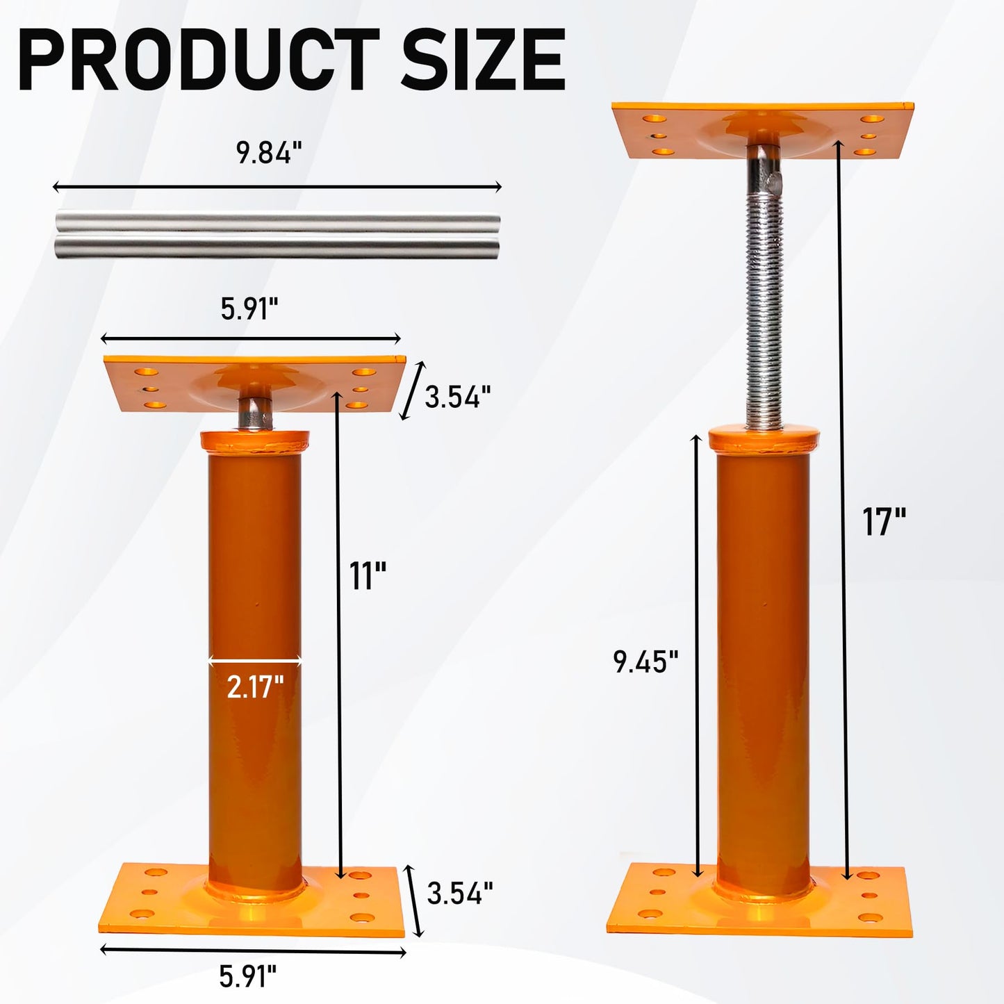 House Jacks for Leveling, 11"-17" Adjustable House Jack Post Basement Floor Jack, Floor Joist Jack Steel Telescoping Jacks, Heavy Duty House Foundation Jacks for Leveling Crawlspace Permanent