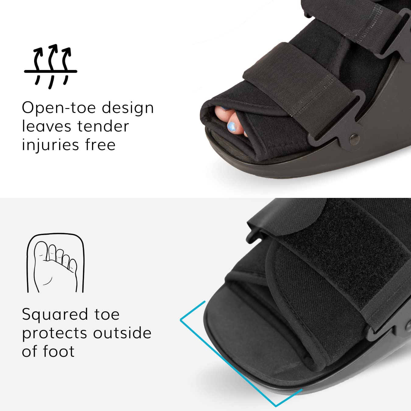 BraceAbility Short Walking Boot - Orthopedic Medical Walker Cast for Broken Toe Injuries, Sprained Ankles, Metatarsal Stress, Post-Op Support Left or Right Foot Fracture Shoe Fits Men and Women (M)