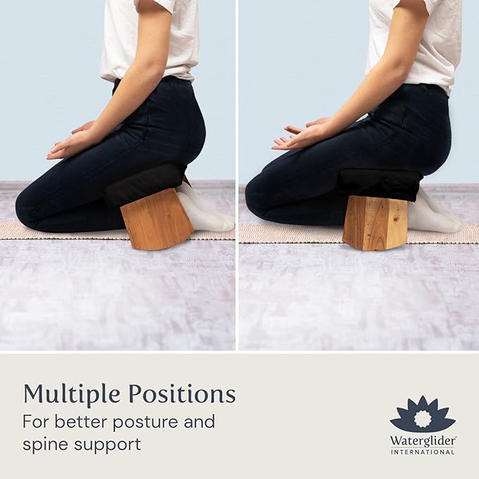 Meditation Bench (NAT. White), Seiza, Sustainable Acacia Wood with Curved Bottom Edges for The Perfect Posture, Meditation Stool, Prayer Bench, Meditation Chair, Yoga Stool