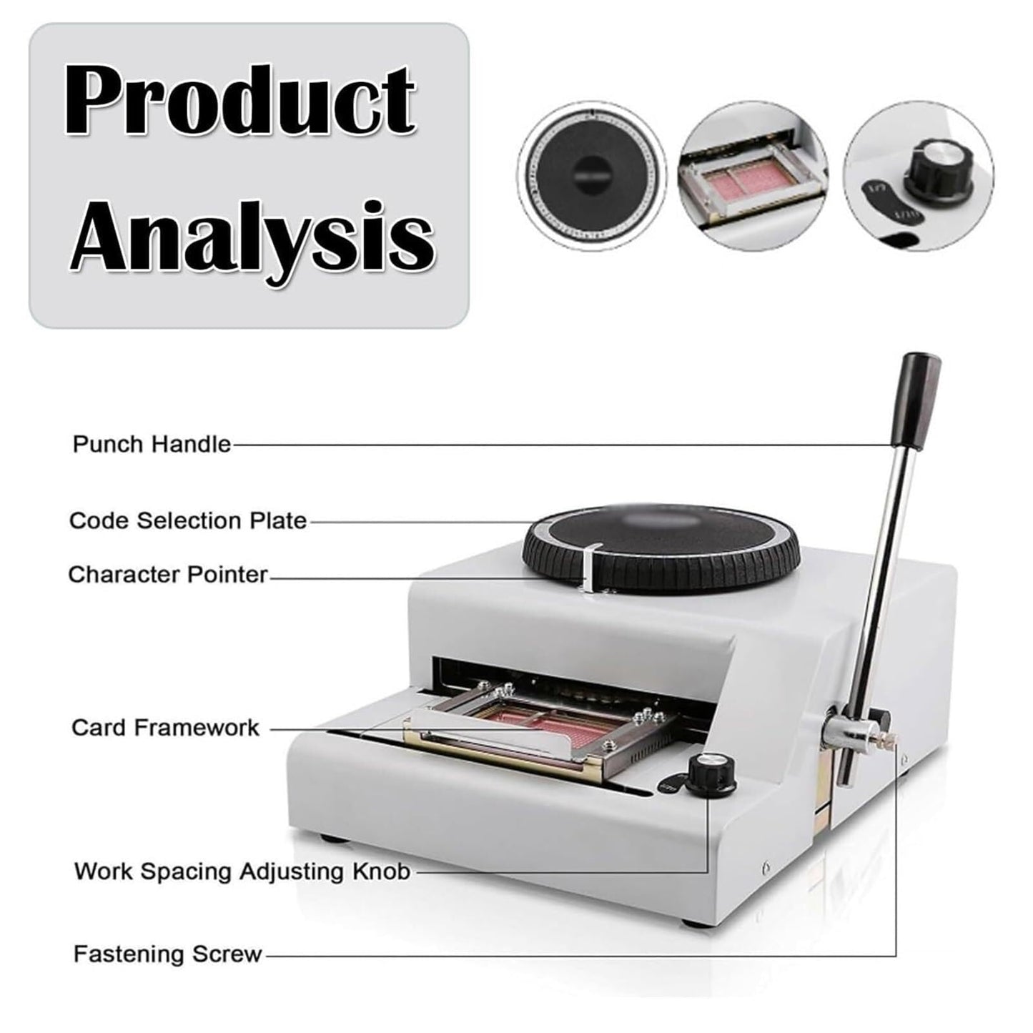 Manual Stamping Machine, Dog tag Coding with 5 Aluminum Tags, 72 Characters, 2 Gear Kerning, Metal Code Printing