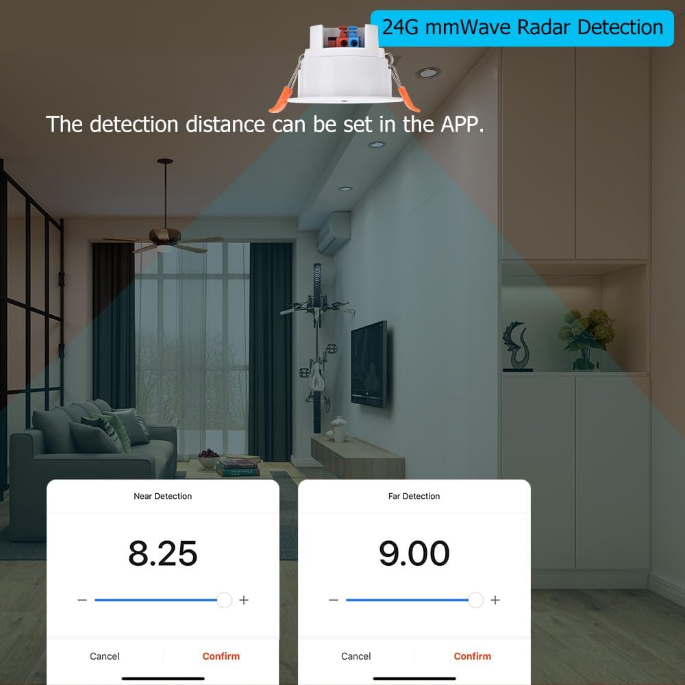 WenzhiIoT 24GHz MmWave 110/220V Presence Sensor, Smart Motion Sensor WiFi Radar Presence Sensor Movement Body Motion