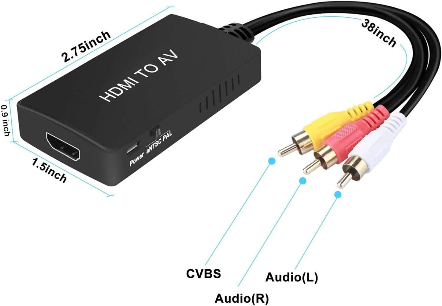 TaiHuai HDMI to RCA, HDMI to Older TV Adapter Compatible for Fire Stick, Roku, Apple TV, Xiaomi Mi Box, Android TV Box
