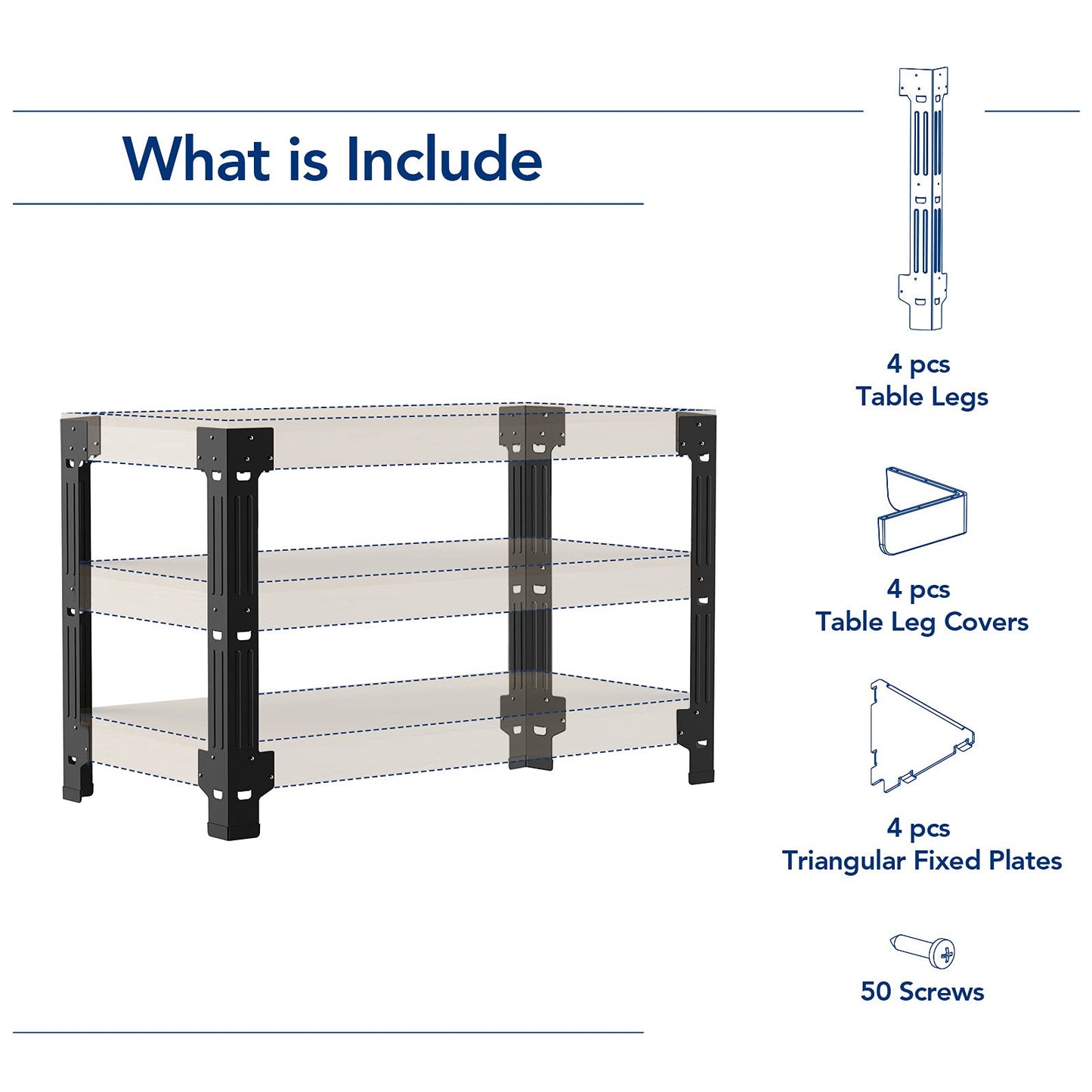 FLEXIMOUNTS Workbench Legs, Heavy Duty Workbench Kit for DIY Custom, Maximum 96" Length, 48" Width, 35.4" Height for Garage Storage, Workshop, Shelving, Lumber Not Included
