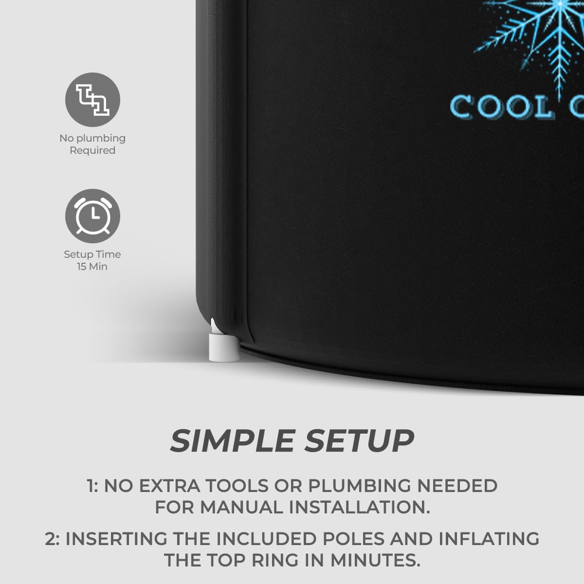 Coolcures Portable XL Ice Bath Tub - 105 Gal Ice Plunge Tub for Athletes, Recovery & Hot/Cold Therapy - Easy Setup Cold Plunge Tub with Lid & 5-Layer Insulation - Fast Drainage Inflatable Ice Bath