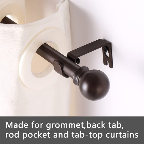 GXOACKJ Heavy-Duty Curtain Rods - Decorative Brown Metal Set for Windows 28-78 Inches