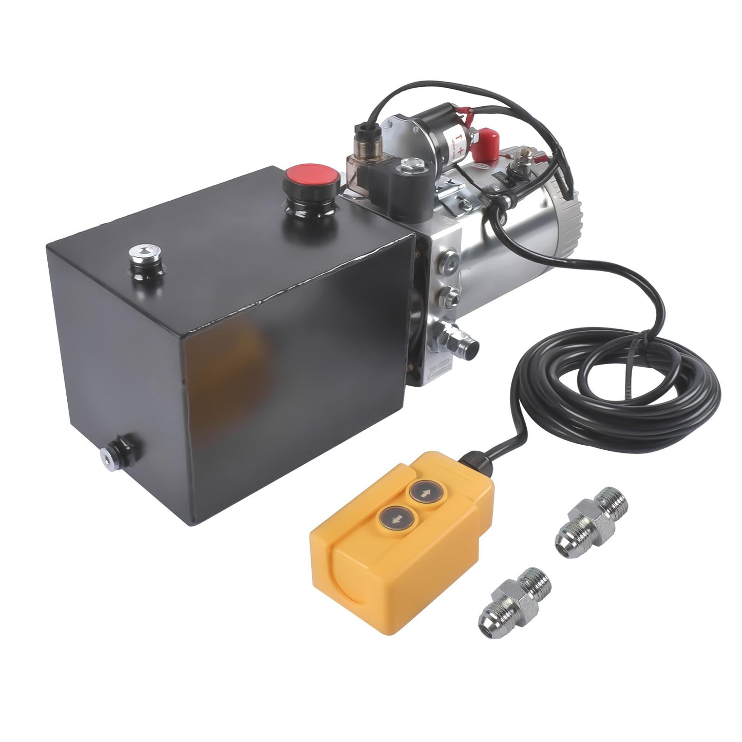 4 Quart Hydraulic Power Unit 1.6kW Power, 12V DC Single Acting Hydraulic Pump, 3200 PSI Max Pressure, for Dump Trailers, Car Lifts, DIY Hydraulic Systems, Steel (GC01) & Aluminium Alloy