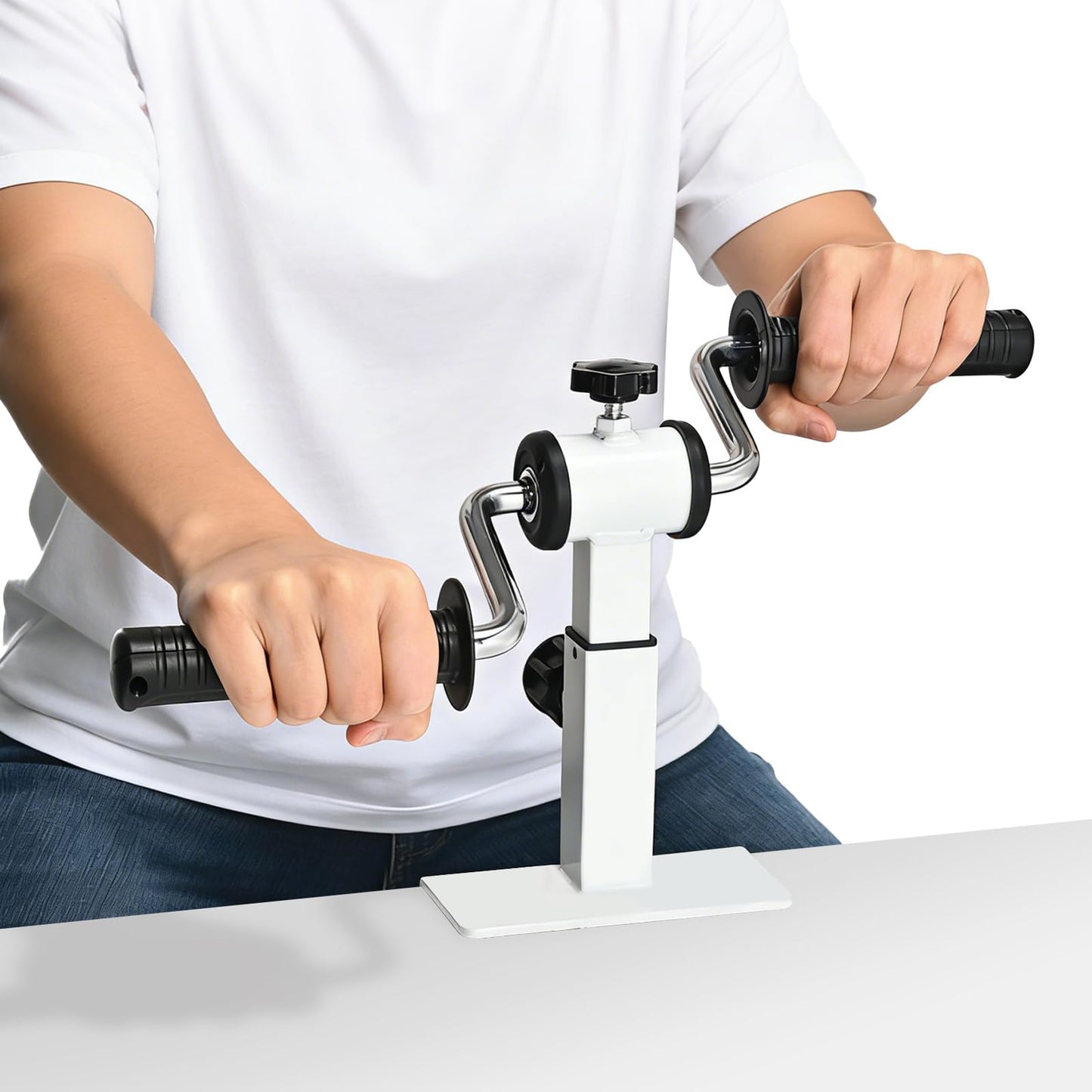 Arm Bike for Physical Therapy with Anti Slip, Desktop Clamp Design, Adjustable Resistance Exerciser for Arm and Shoulder Workout, Suitable for Tabletops 0.4-1.95 in Thick