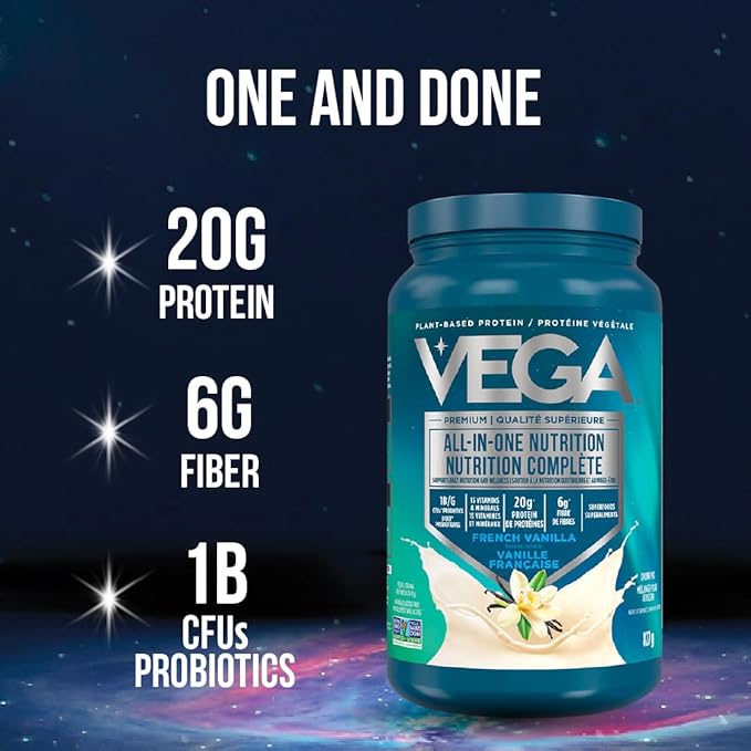 Vega Organic All-in-One Vegan Protein Powder, French Vanilla -Superfood Ingredients, Vitamins for Immunity Support, Keto Friendly, Pea Protein for Women & Men, 12.2 oz (Packaging May Vary)
