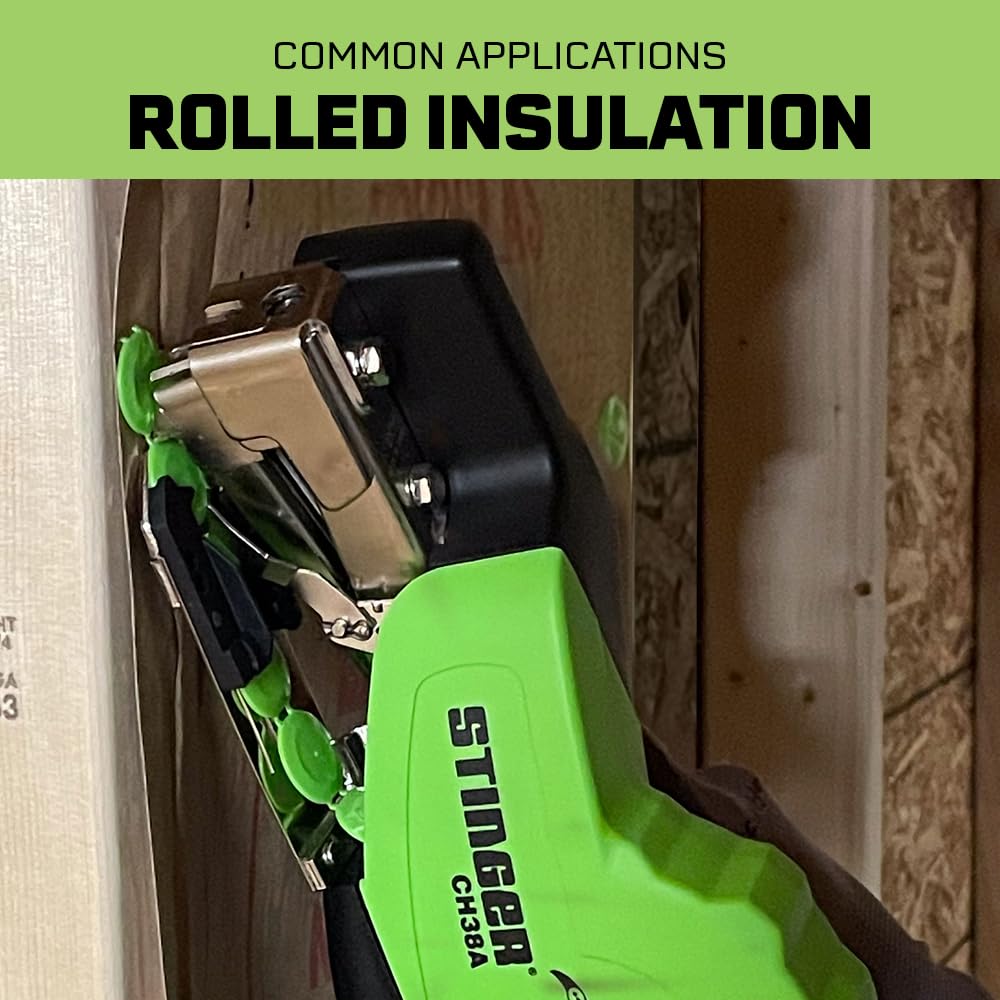 STINGER CH38A Autofeed Cap Staple Hammer Tacker with StaplePac Include. Use for Roofing Underlayment, Housewrap, and Insulation