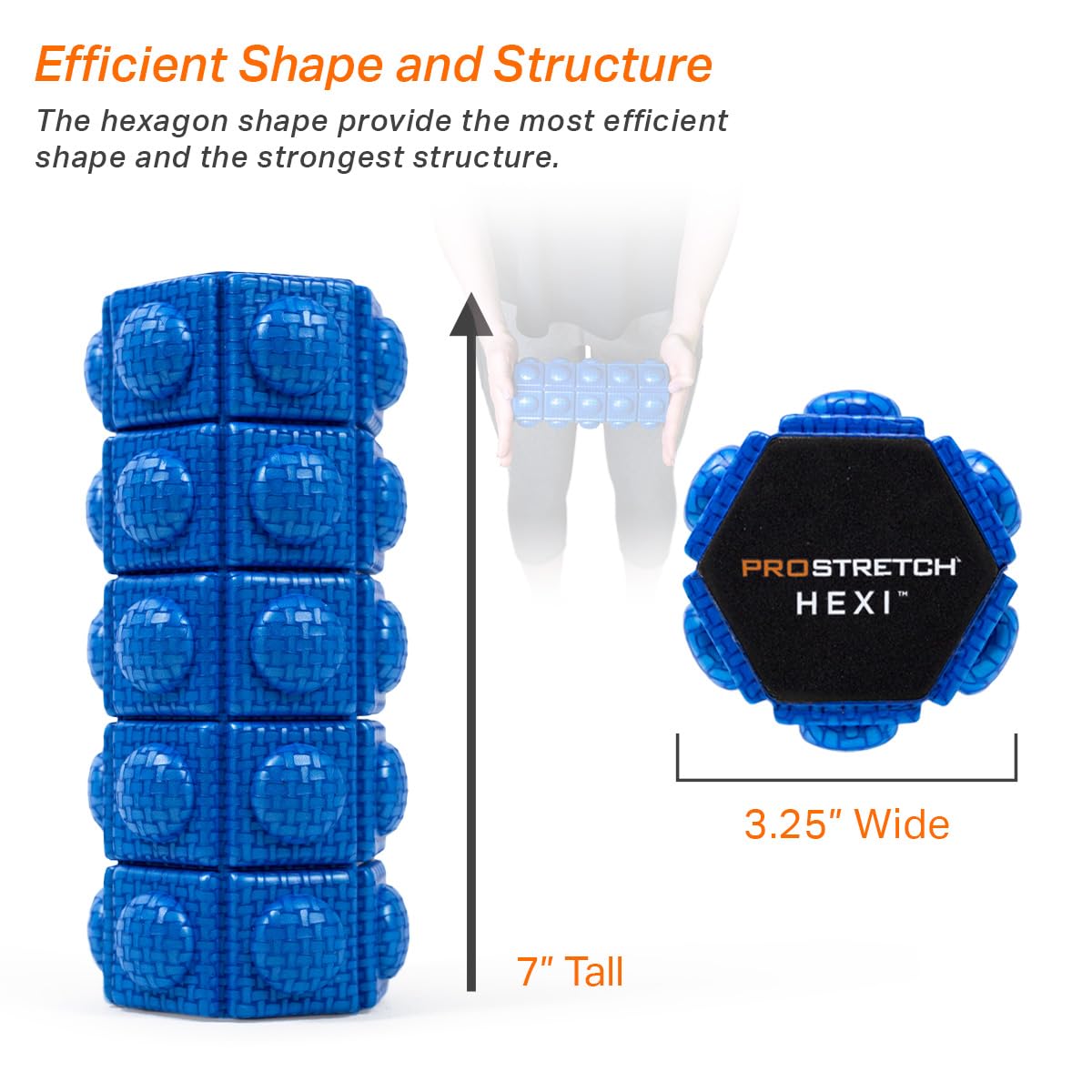 ProStretch Hexi Mini Travel Textured Foam Roller for Deep Tissue Muscle Massage and Myofascial Trigger Point Release