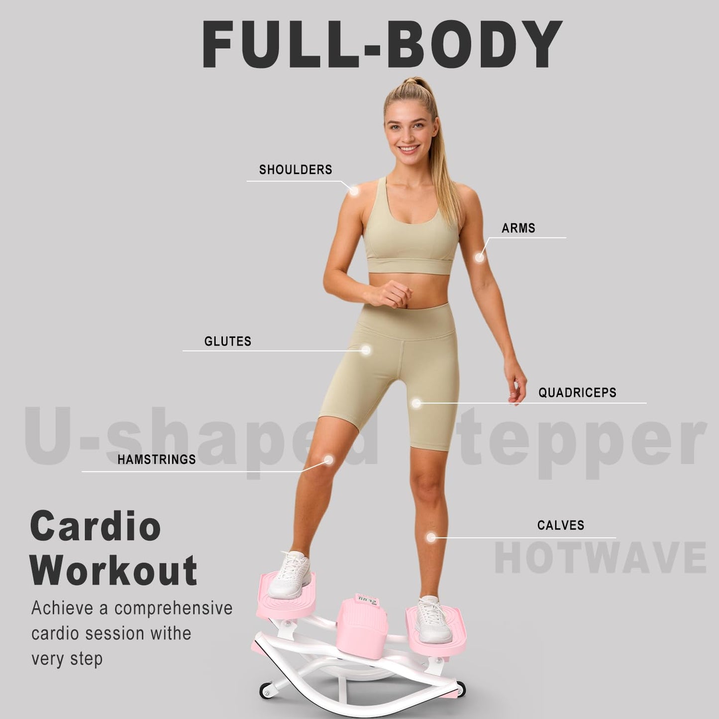 HOTWAVE Rock Stepper, The Rock Stepper Side to Side Exercise Machine – 350 lb Capacity, Oversized Pedals, Low Impact 3D Lateral Stepper for Home Workout