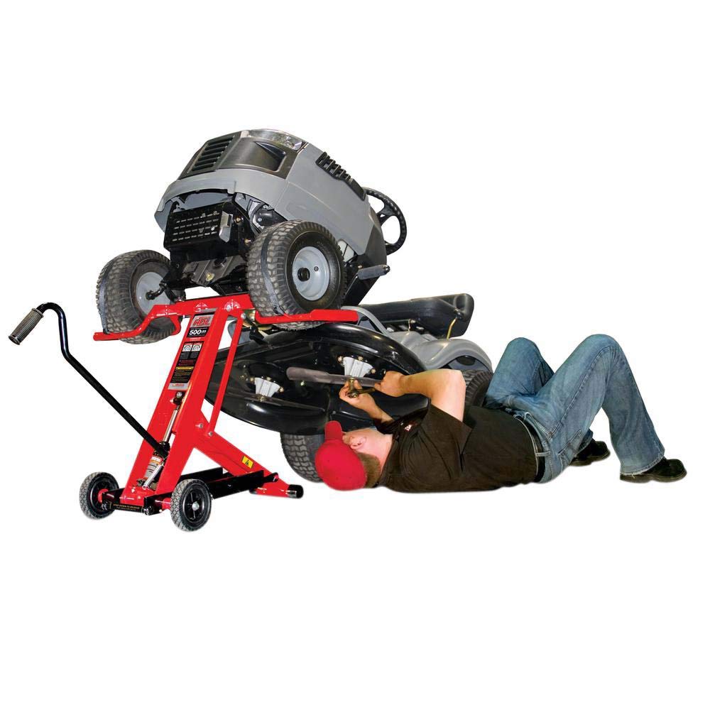 MoJack 45501 HDL500 Hydraulic Cylinder Lift Jack for Zero Turn Radius Riding Lawn Mower Maintenance and Repair - 500 Pound Lift Capacity with Locking Bar for Added Safety