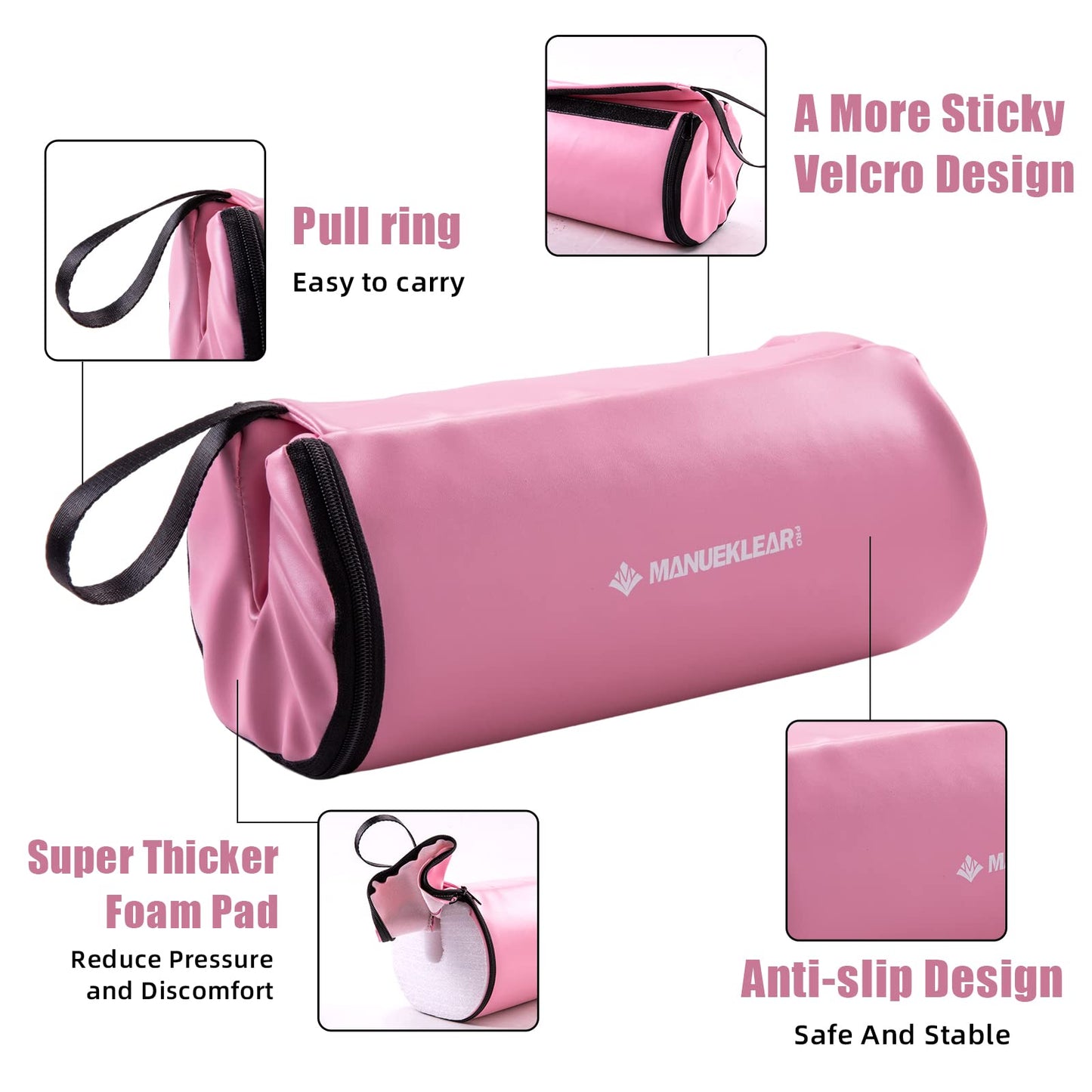 Hip Thrust Pad for Barbell 3.5" Thick Leather Olympic Barbell Pad for Bench Press Weightlifting Powerlifting (Pink)