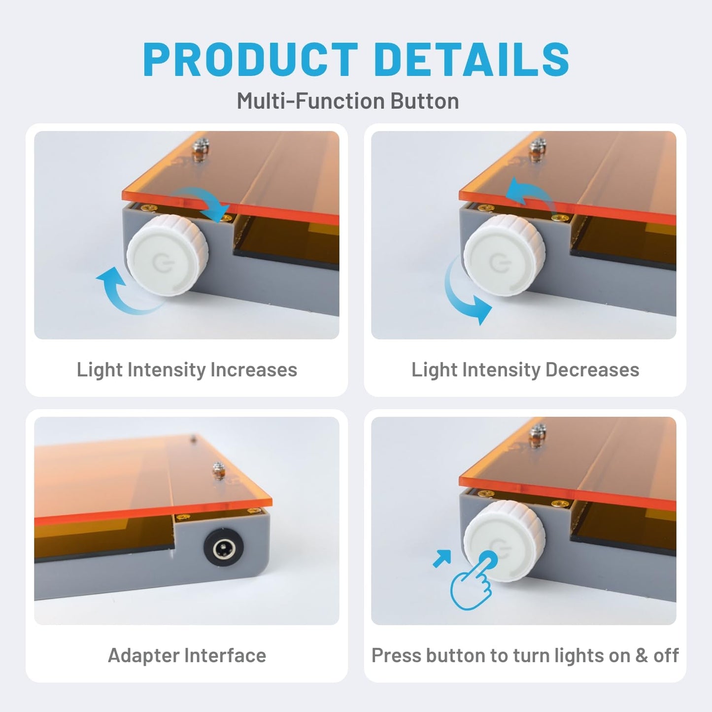 Blue LED Light Transilluminator 470nm for Gel Electrophoresis Visualization and Gel Cutting