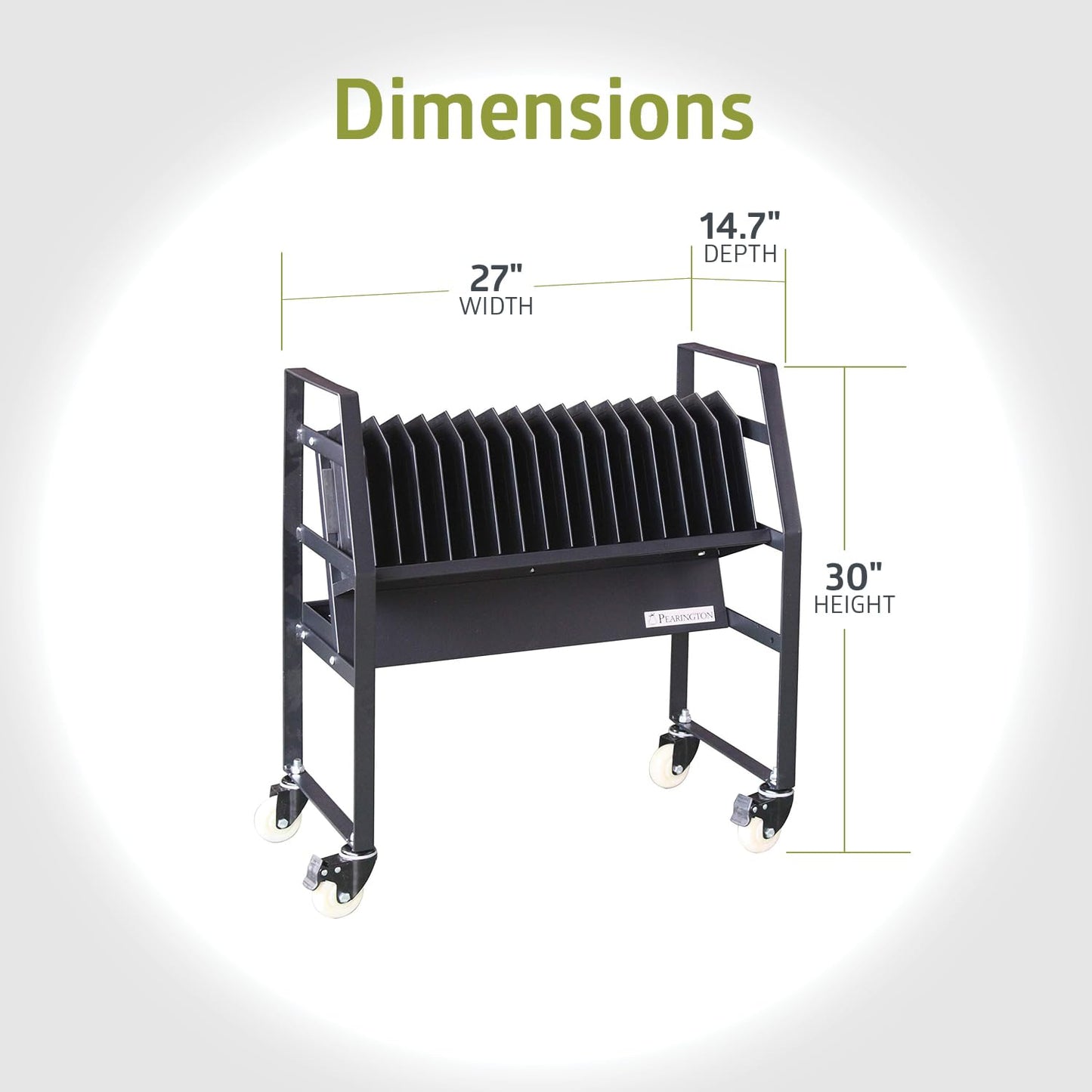 Pearington-PEAR-91361,16 Device Mobile Open Charging Cart for iPads,Chromebooks & Laptop Computers,Compatible with Any Screen Size,Easy Access Slots,Removable Dividers,Small Footprint,Surge Protection