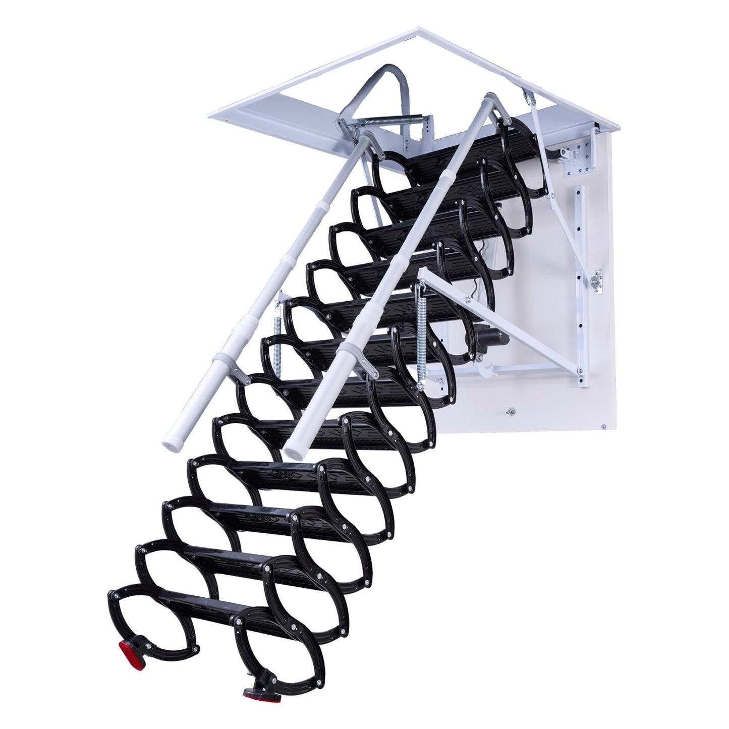 9.8ft Electirc Attic Ceiling Ladder, Pull Down Attics Ladder with Handrails, Folding Retractable Loft Ladders, Invisible Telescoping Attic Stairs, Extension Steps Staircase for Garage, Home, Basement