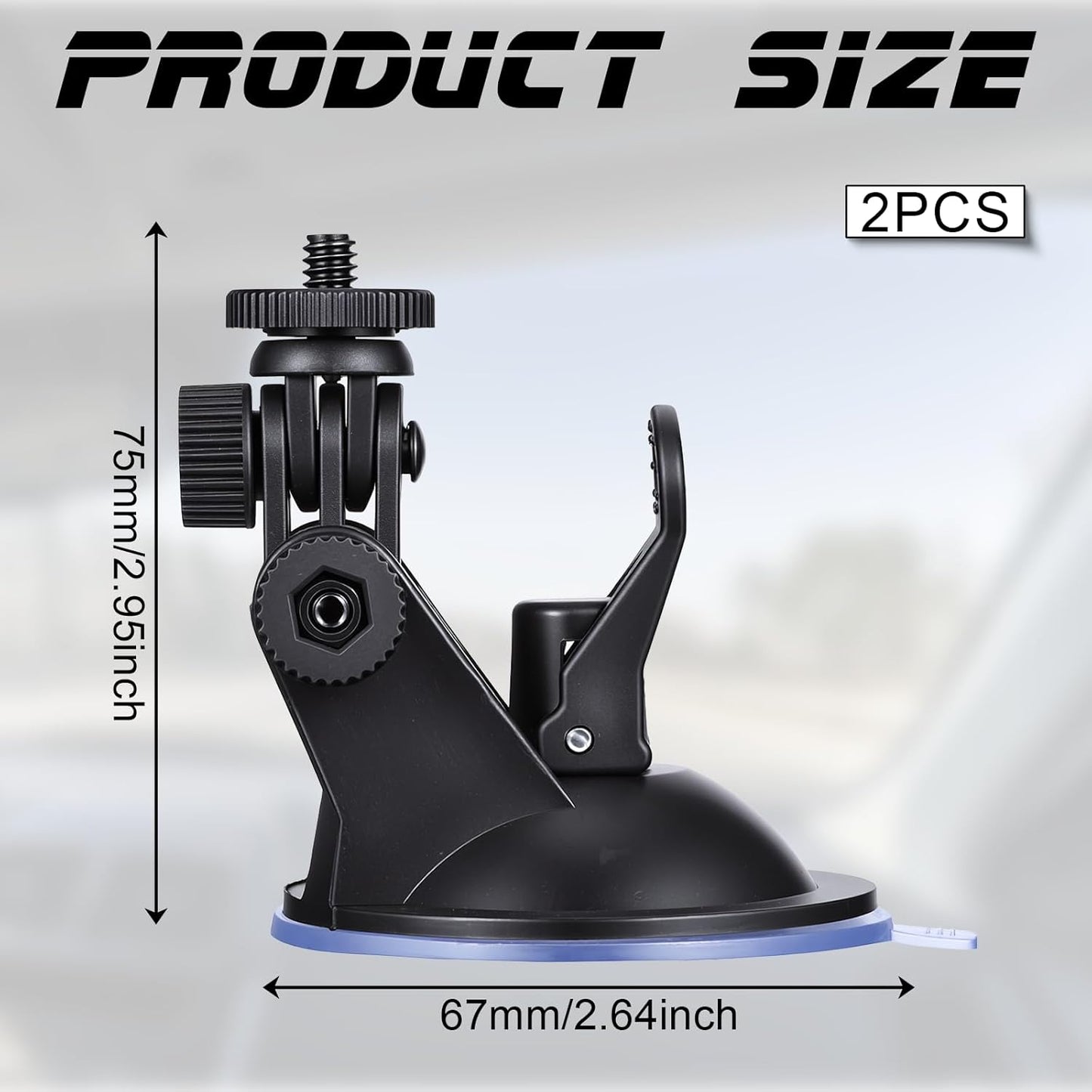 Zelphvt 2 Pack 1/4 Suction Cup Mount Car Camera Mount Dash Cam Suction Cup Mounts with Screw Dash Cam Holder Windshield