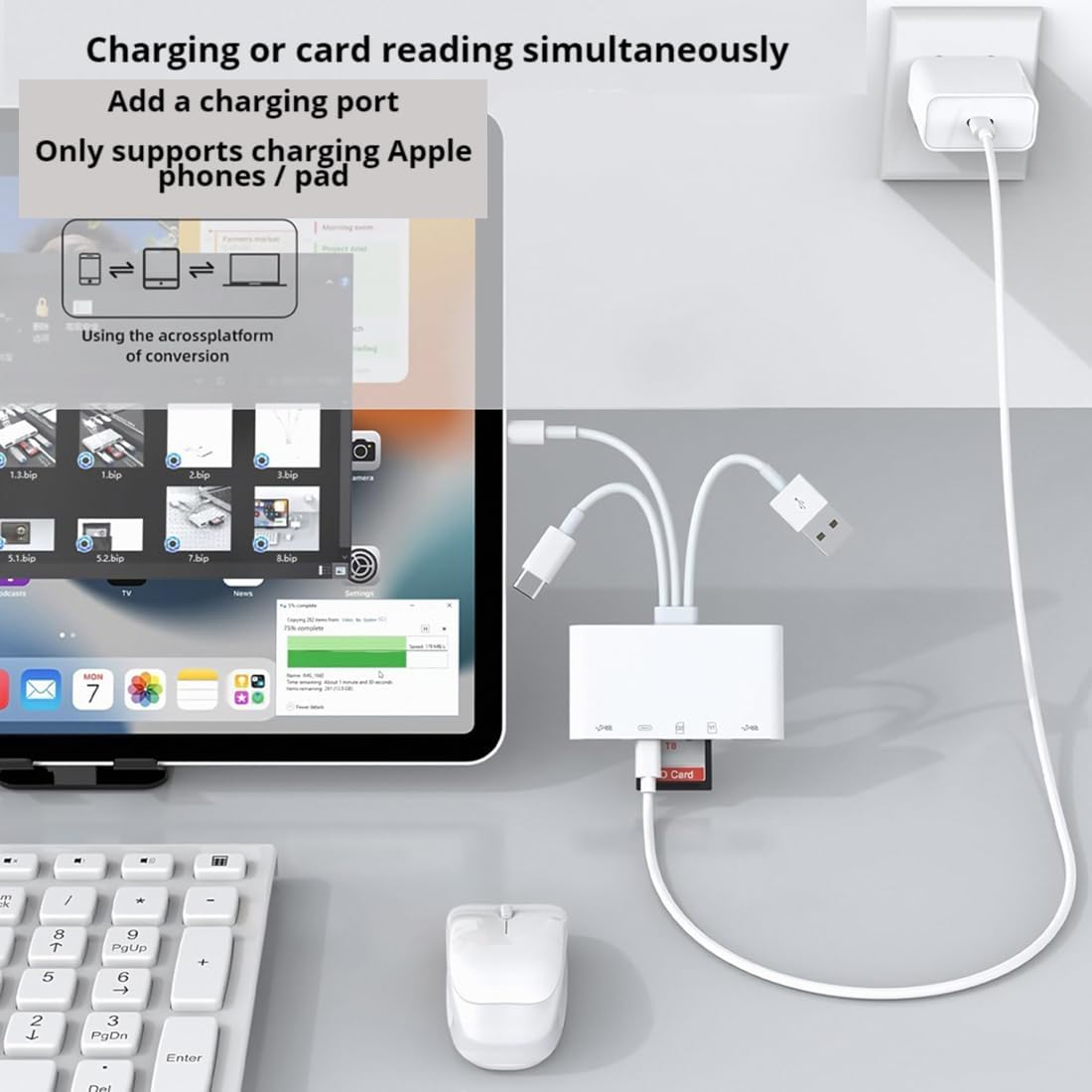 MiaoYfei 5-in-1 SD/SDHC/SDXC/MMC USB OTG Adapter & SD Card Reader, Memory Card Reader, USB C and USB A Devices with PD