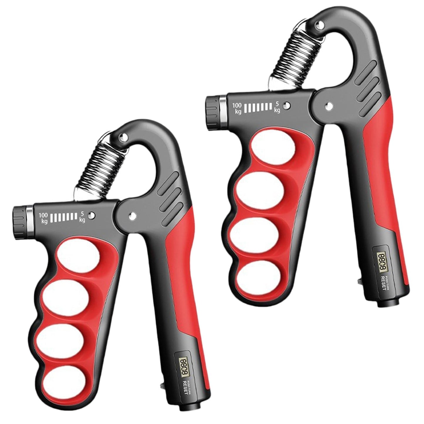 HSEONEJIA 2PCS Adjustable Hand Grip Strengthener (11-220LB) - Automatic Counter Hand Wrist Forearm Exerciser, Grip Strength Trainer for Athletes, Musicians, Injury Recovery & Physical Therapy (Red)