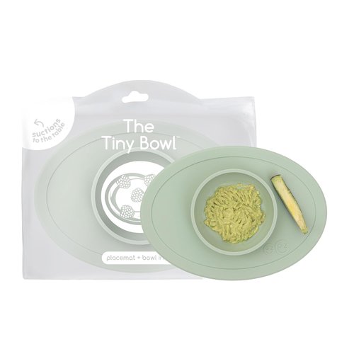 ezpz Tiny Bowl - 100% Silicone Suction Bowl in Sage for Infants | Perfect for Baby-Led Weaning