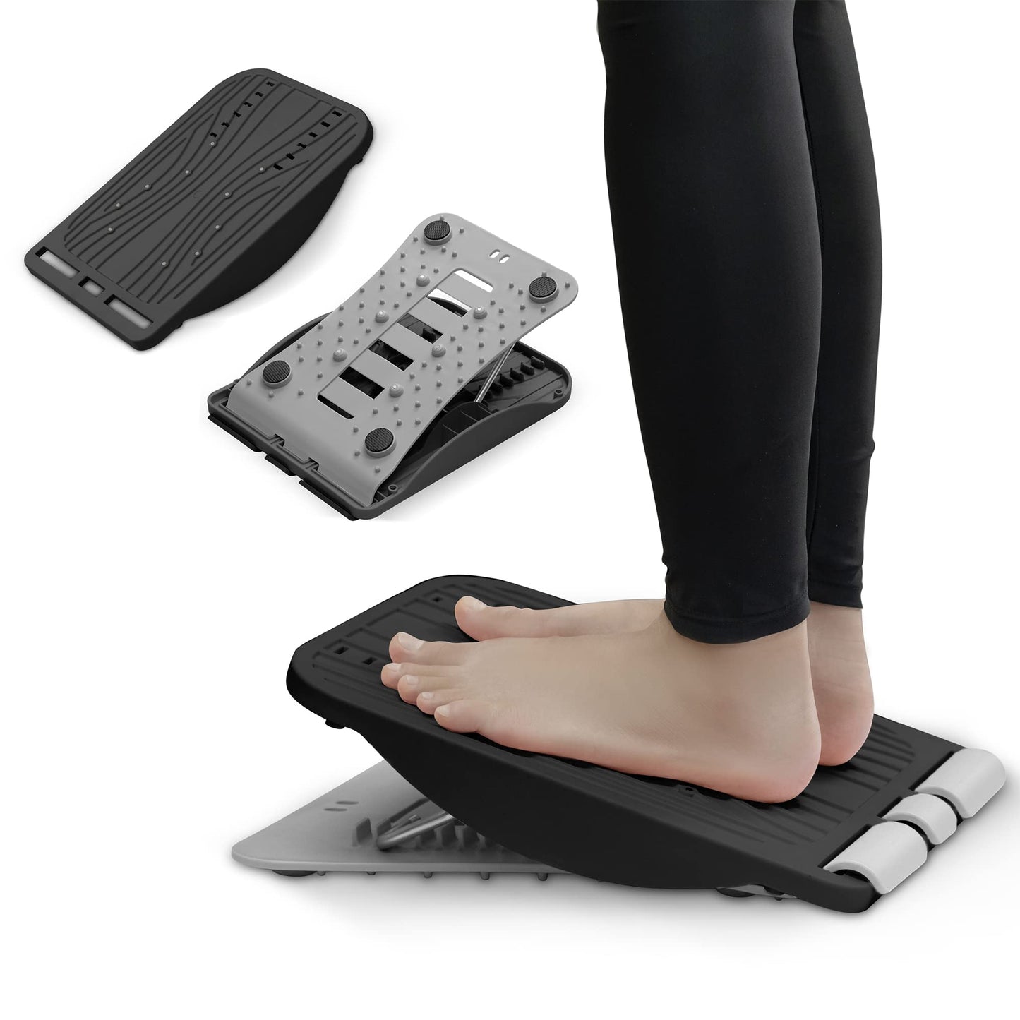 INFIDEZ 3-in-1 Adjustable Incline Slant Board for Calf Stretching Ankle, Foot Massage, 10 Changeable Levels Rocker Board for Plantar Fasciitis Physical Therapy Equipment - Black