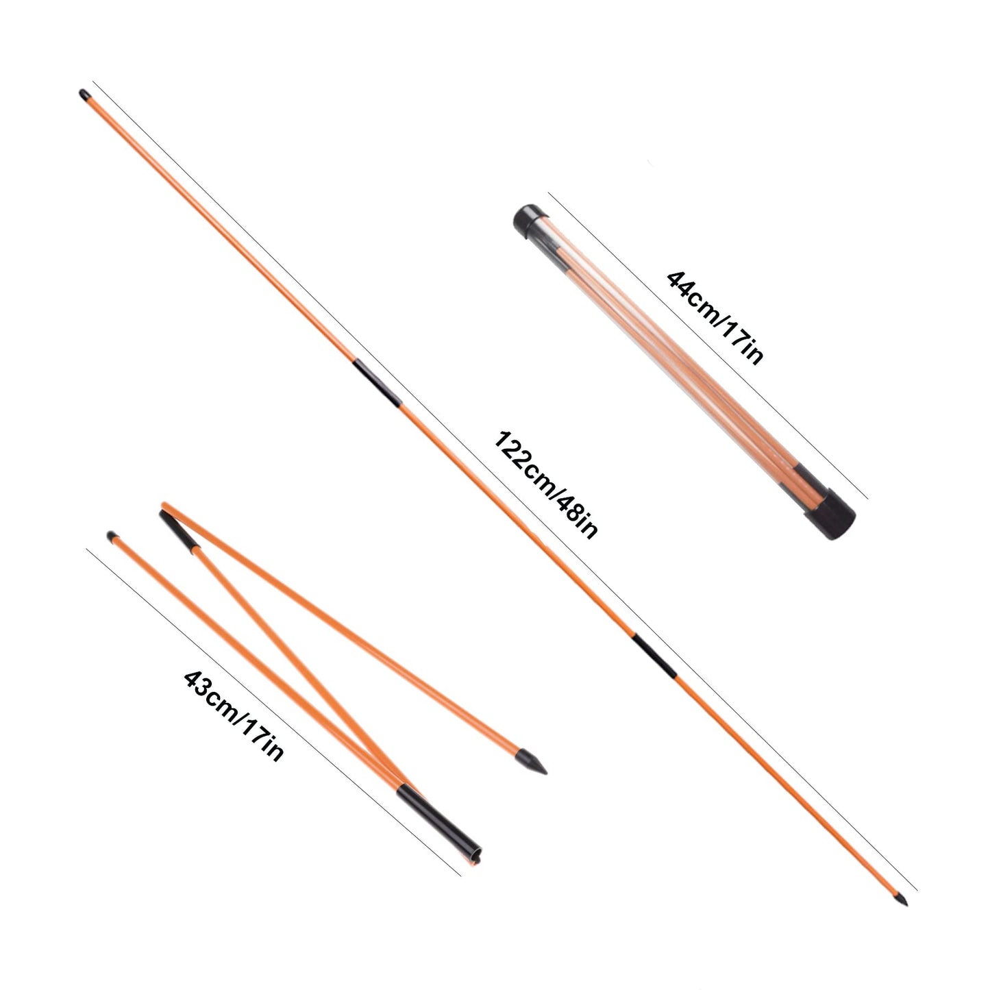 Eshan Golf Alignment Sticks 2 Pack Swing Training Aid Equipment Collapsible Trainer Practice Rods Posture Corrector in Handy Storage Tube Case for Men Women Golfer Swinging (Orange)
