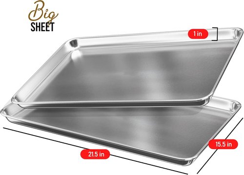 Eatex Aluminum Baking Sheet Set - Nonstick Cookie Sheets for Baking | 21” x 15” Large Pans