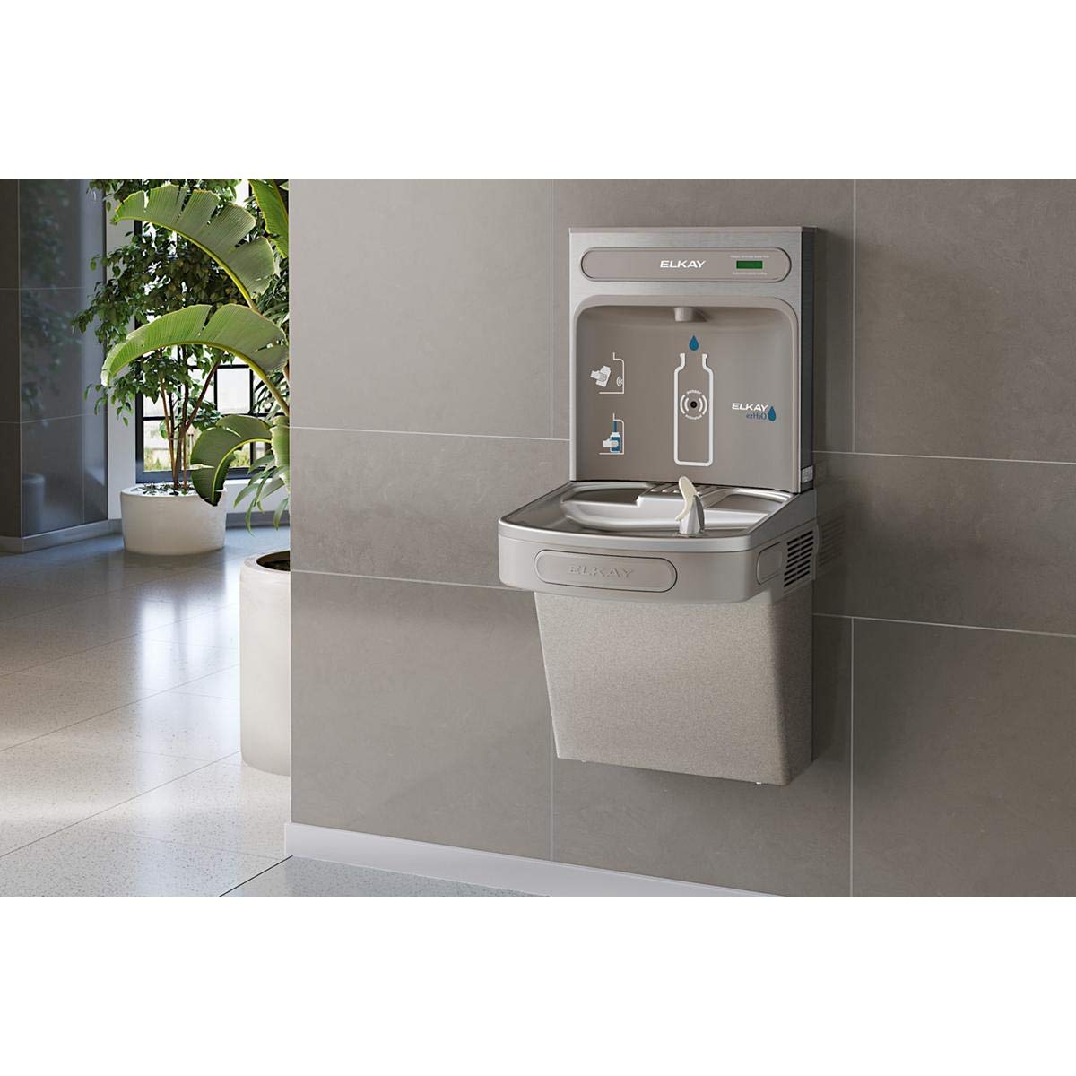 Elkay EZS8WSLK ezH2O Bottle Filling Station with Single ADA Cooler Non-Filtered Refrigerated Light Gray