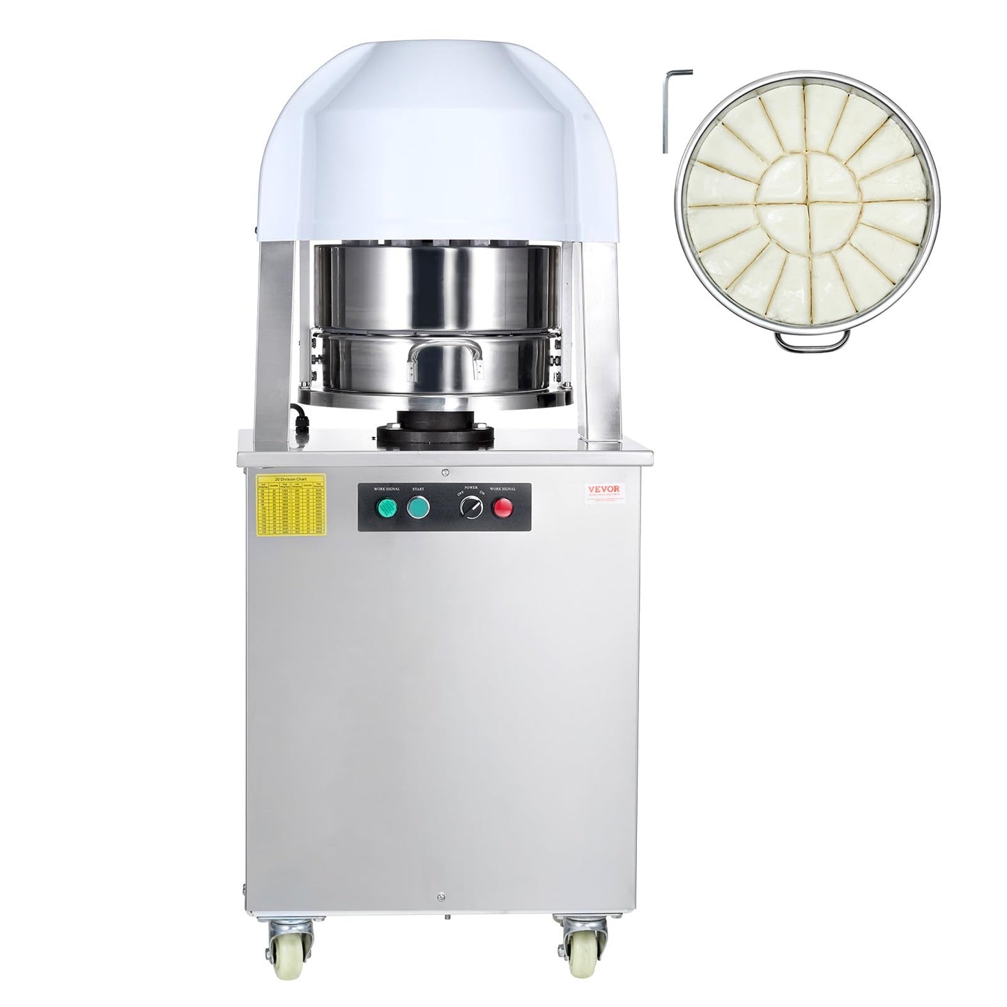VEVOR Dough Divider,20PCS Electric Dough Divider Machine,2.12oz-9.17oz Equal Dough Press Dough Cutting with 304 SS Tray and Copper Motor Divider for Bakery,Restaurant,Commercial Food Preparation
