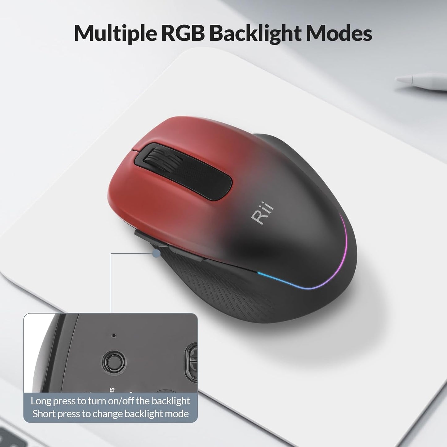 Rii 2.4 1000/1200/1600 Wireless Mouse Rechargeable, GHz with USB Receiver, DPI, Ergonomic Grips, Silent Keys, Cordless