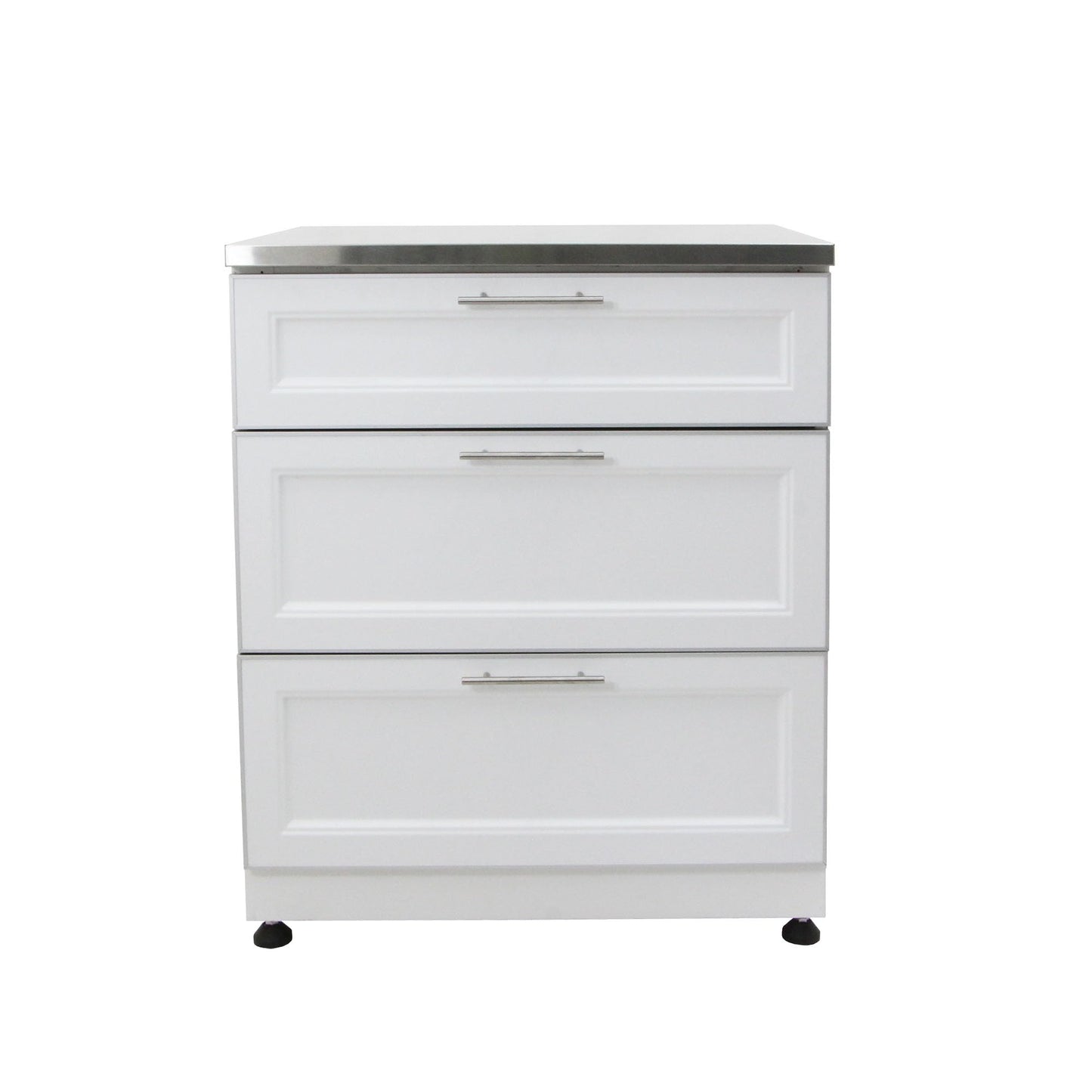 Blue Sky Outdoor Living, OKCS3026WSDR3W, 30-Inch White Shaker 3-Drawer Outdoor Kitchen Cabinet – Modular Weather-Resistant Storage Unit for BBQ, Patio Prep, and Grilling Tool Organization