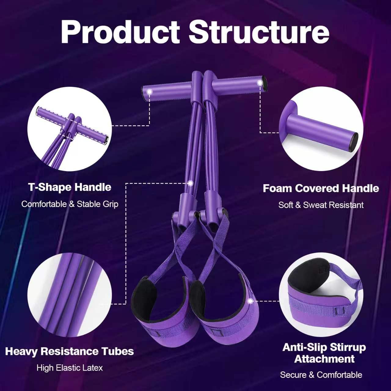 Upgraded Resistance Bands with Handles, 8-Tube Multifunctional Exercise Bands for Full Body Workout, Strength Training Bands for Arms, Legs, Abs & Home Gym