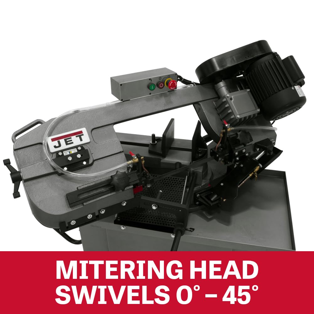 JET 7" x 10-1/2" Metal Cutting Mitering Horizontal/Vertical Band Saw, 1 HP, 115/230V 1Ph (HVBS-710S)