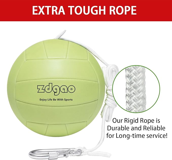 Portable Tetherball-Glow in The Dark Replacement Tether Ball with Carabiner, Ball Pump with Needle for Kids and Adults Outdoors Backyard Game