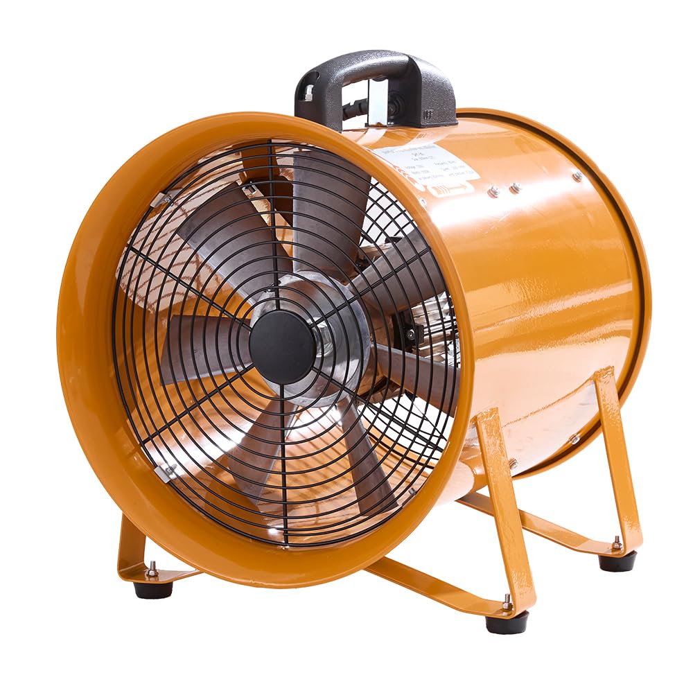 Aglaipty 12-Inch Industrial Portable Air Blower Ventilator, 3300 CFM Heavy-Duty Tube Exhaust Fan, 550W High-Velocity Low-Noise Air Mover for Extraction, Ventilation (12 Inch Blower Fan)