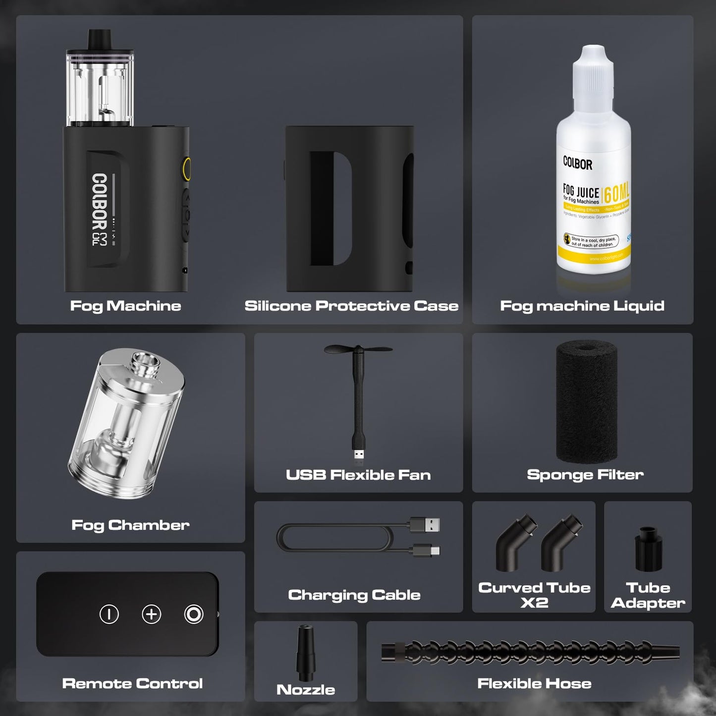 COLBOR CF3 Portable Fog Machine, Mini Handheld Smoke Machine for Photography with Remote Control, Small Fogger Haze Maker with 60° Tilt-Protection for Indoor Outdoor Christmas Party Cosplay