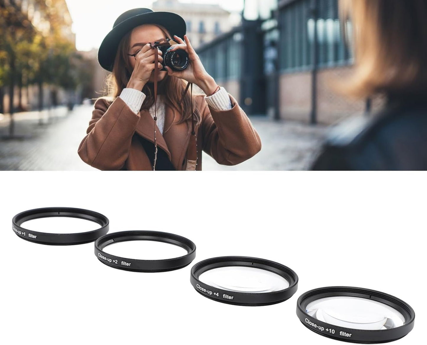 Yunir +1, +2, +4, +10 (62mm) Close Up Macro Lens Filter Kit with Lenses for Photography, Optical Glass Filters, Double