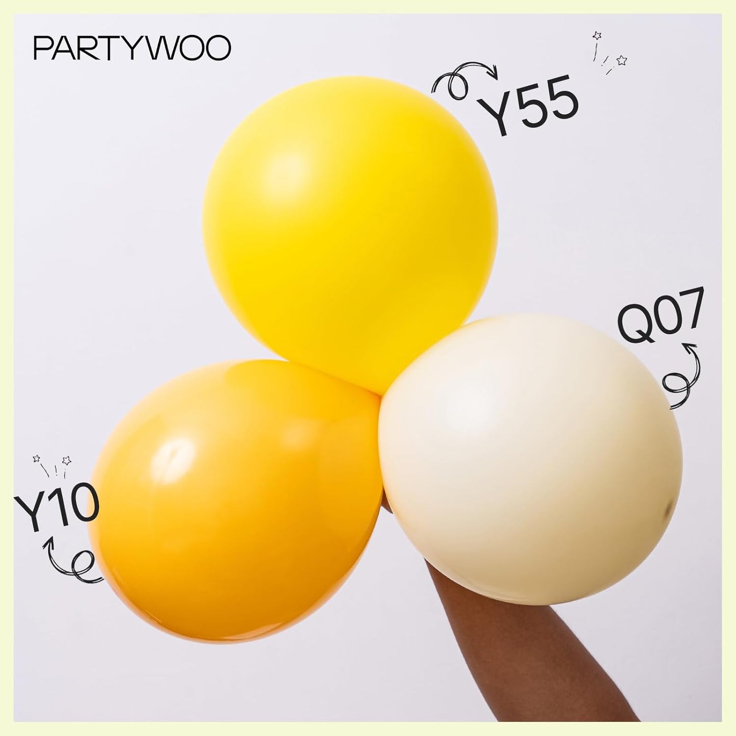PartyWoo Pastel Yellow Balloons - 100 Pcs in Various Sizes for Baby Showers & Birthday Parties | Light Yellow Decor
