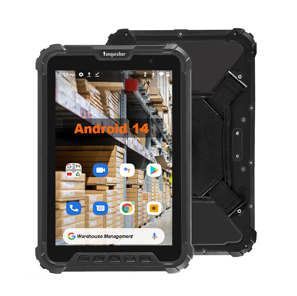 Vanquisher [2025 Launched] Ultra Rugged 8-inch Enterprise Tablet PC, Android 14 Warehouse Tablet with 2D Barcode Scanner | 8GB+128GB Large Memory | 10000mAh High Capacity Battery | IP67 Waterproof
