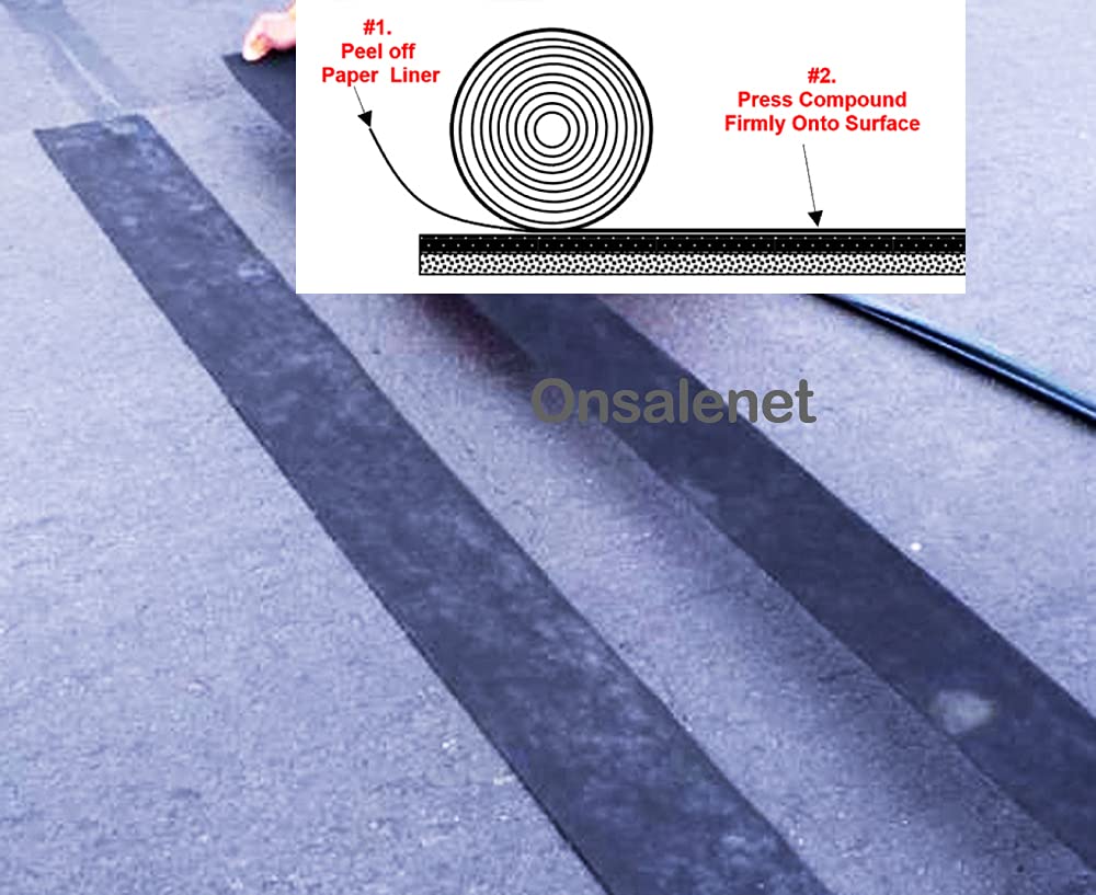 EWT Anti-Crack 65FT x 3IN Asphalt Tarmac Joint Crack Sealer Fabric Self-Adhesive Patch Bitumen Premium Tape, Parking Lot, Roof, All Weather (618)