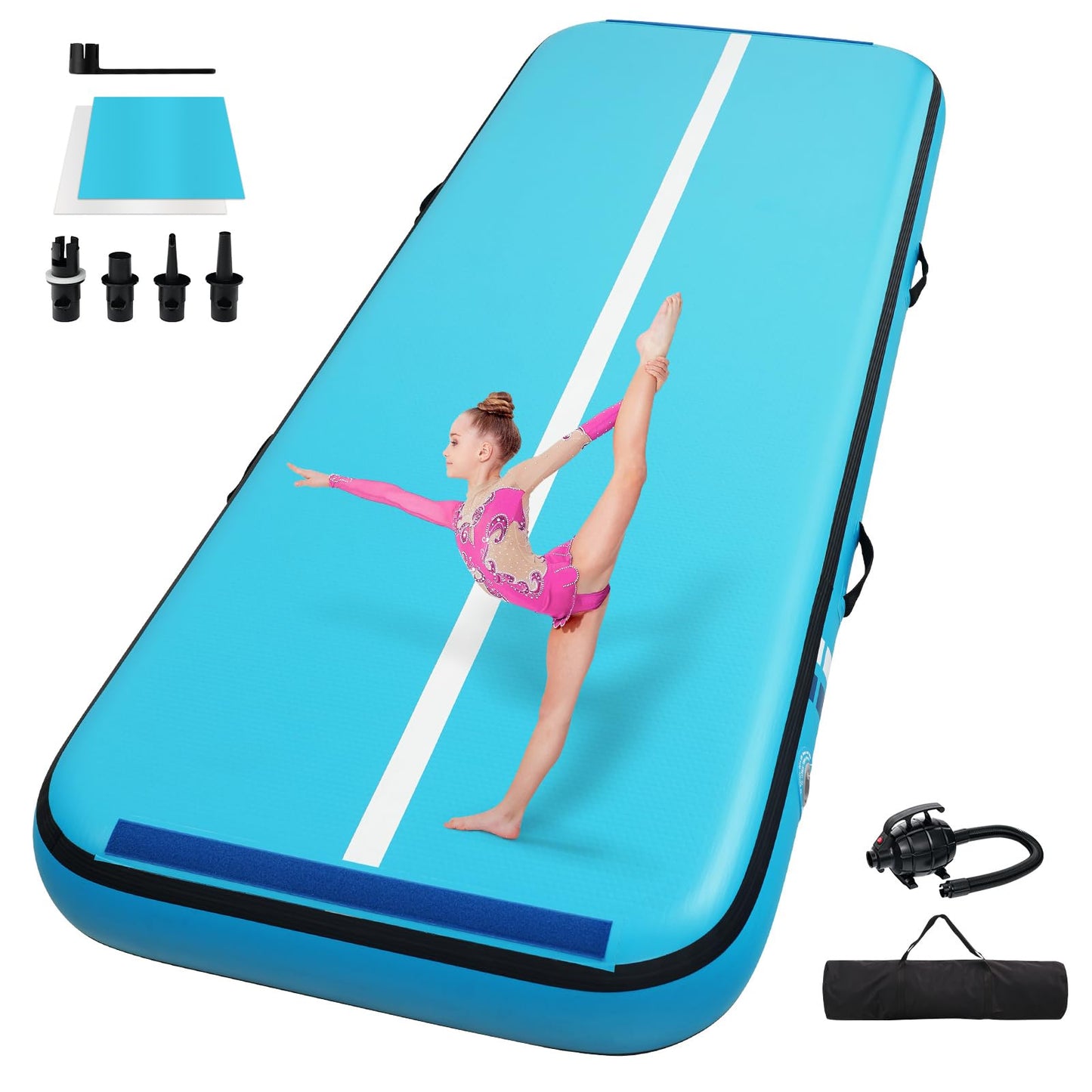 Tumble Track, Inflatable Tumbling Mat,Tumble Track Mats for Gymnastics, and Tumble Track with 8 Inches Thickness for Home, Training, Cheerleading, Yoga, Water with Pump (Green, 10ft×6.6ft×8inch(3x2x0.2m))