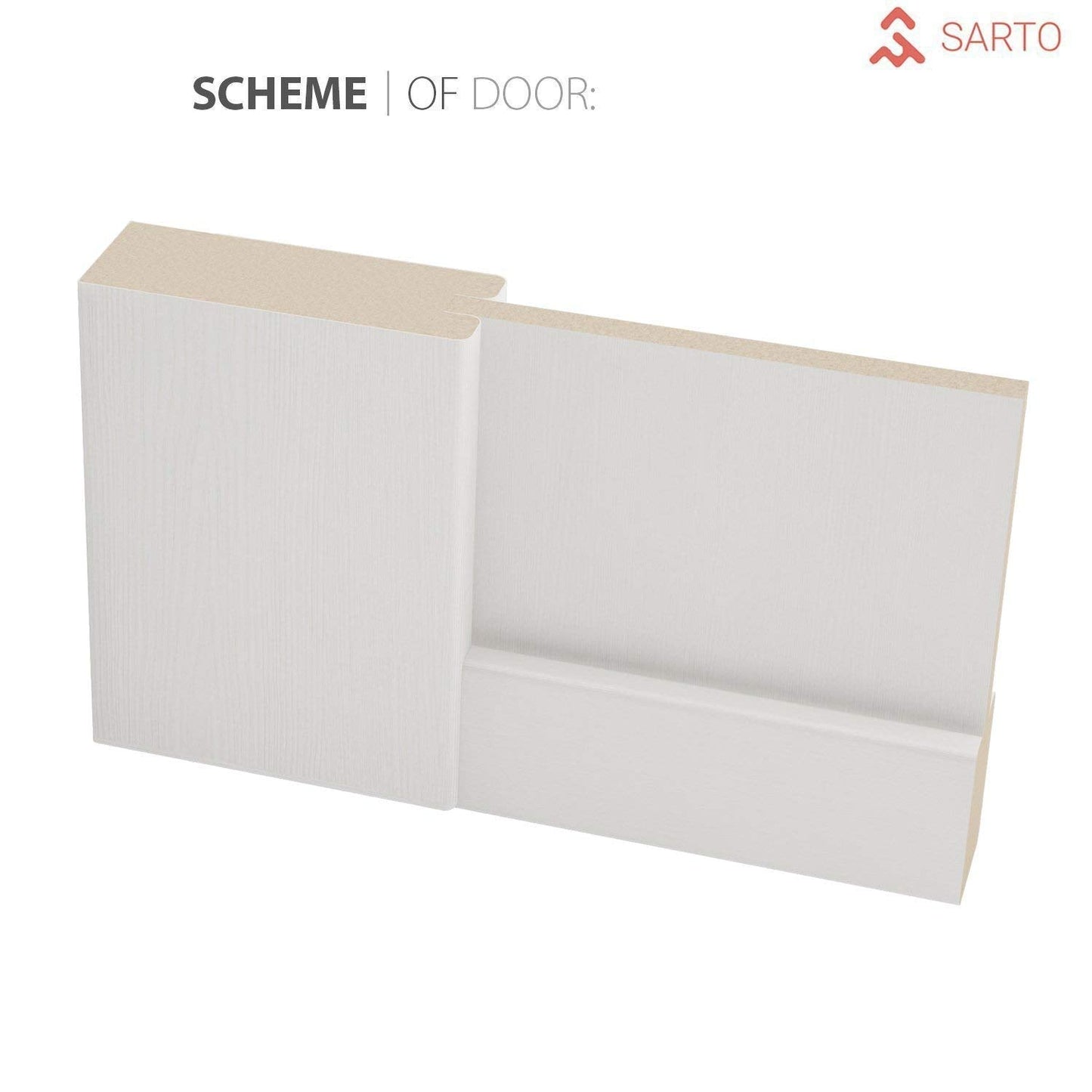 SARTODOORS Sliding Barn Door 32 x 96 with Hardware | Quadro 4111 White Ash | Top Mount 6.6FT Rail Hangers Sturdy Set | Modern Solid Panel Interior Doors