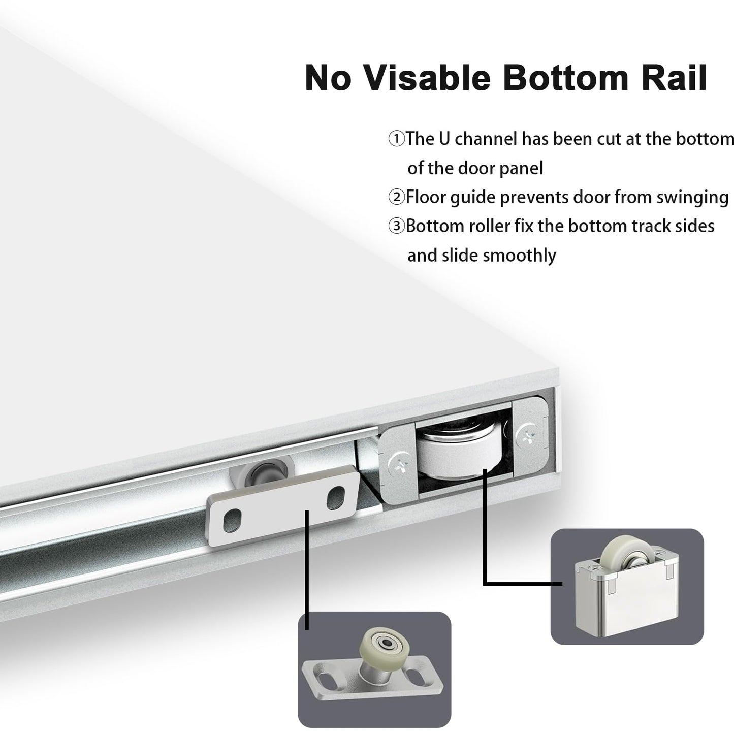 BarnSmith 36"x84" Concealed Sliding Barn Door, White Primed Flush Solid Core Sliding Hidden Barn Door with Soft Close Installation Hardware and Double Sided Pulls Included